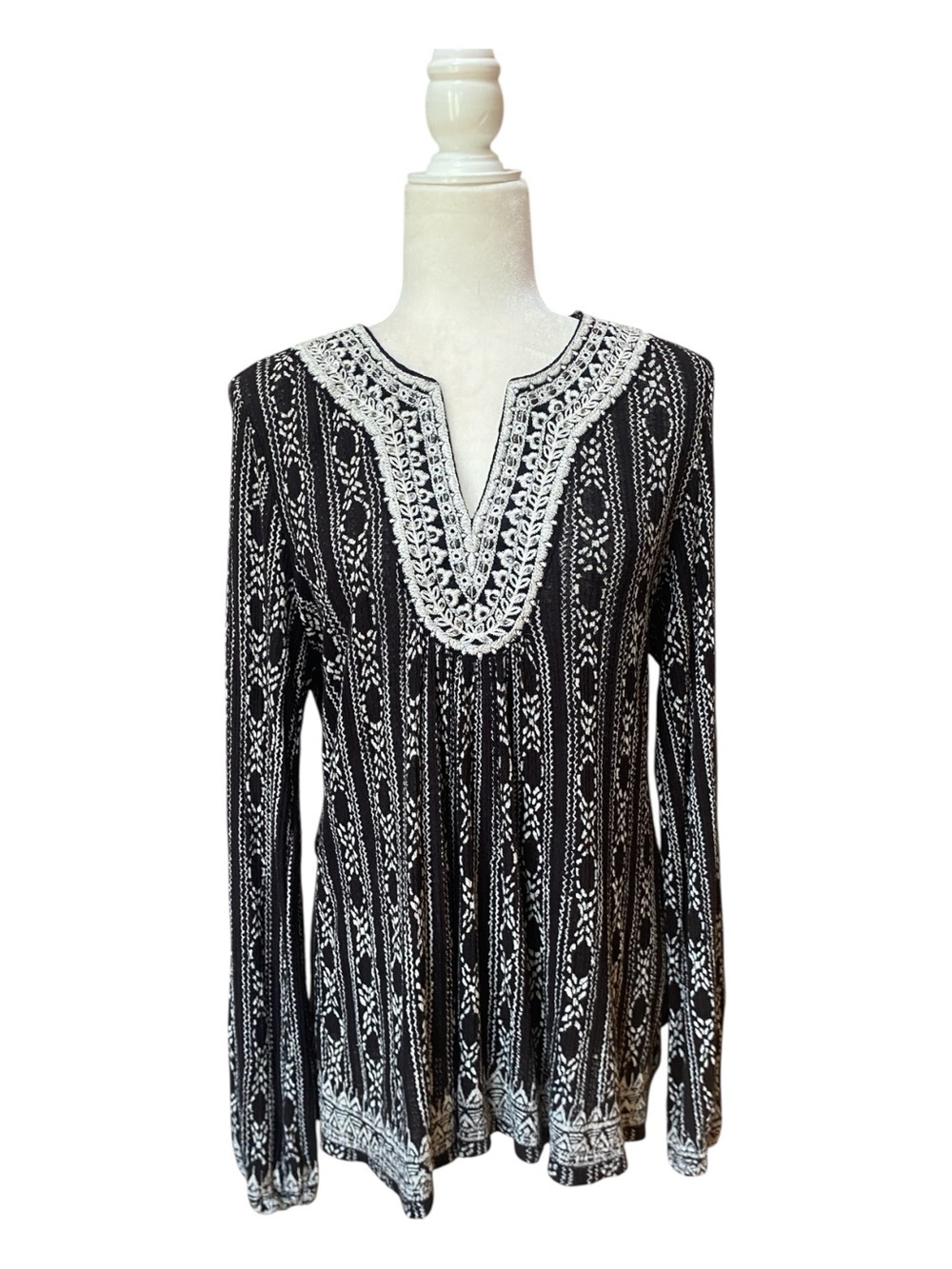 Lucky Brand Womens Drop Needle Embroidered shirt Boho Style Hippie